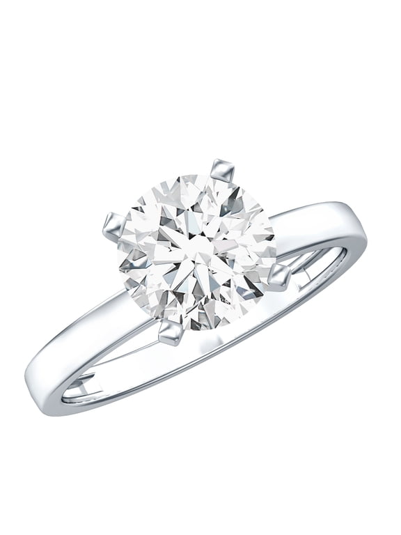 IGI Certified Lab Grown Diamond Solitaire Engagement Ring - 3 Carat - E-VS1 Quality - with Jewelry Box, 925 Sterling Silver, US 6.00
