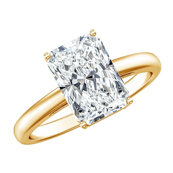 Rosec Jewels IGI Certified Lab Grown Diamond Solitaire Engagement Ring 3 Carat - E-VS1 Grade Radiant Cut Diamond Ring for Women, 14K Yellow Gold, US 4.50