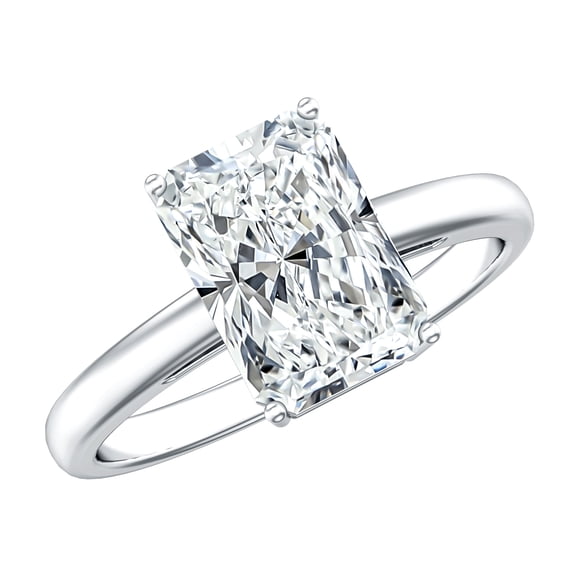 Rosec Jewels IGI Certified Lab Grown Diamond Solitaire Engagement Ring 3 Carat - E-VS1 Grade Radiant Cut Diamond Ring for Women, 18K White Gold, US 10.50