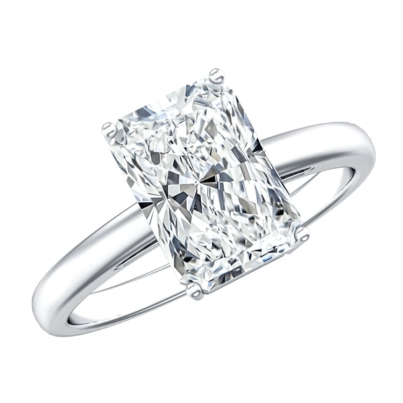 Rosec Jewels IGI Certified Lab Grown Diamond Solitaire Engagement Ring 3 Carat - E-VS1 Grade Radiant Cut Diamond Ring for Women, 925 Sterling Silver, US 4.00