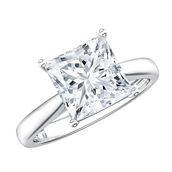 Rosec Jewels IGI Certified Lab Grown Diamond Solitaire Engagement Ring 3 Carat (E-VS1 Quality) - Princess Cut Diamond Ring, 925 Sterling Silver, US 4.00
