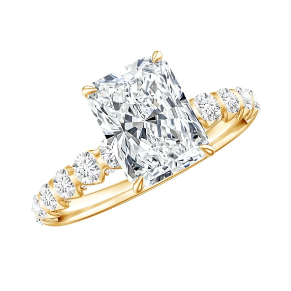 Rosec Jewels IGI Certified Lab Grown Diamond Solitaire Engagement Ring (E-VS1 Quality) - 2 Carat Radiant Cut Diamond Ring, 10K Yellow Gold, US 8.00