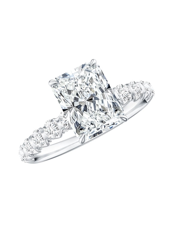 IGI Certified Lab Grown Diamond Solitaire Engagement Ring (E-VS1 Quality) - 2 Carat Radiant Cut Diamond Ring, 18K White Gold, US 10.00