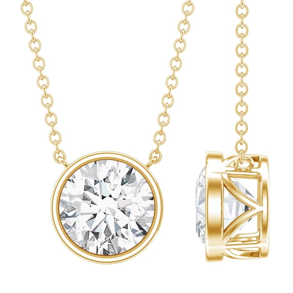Rosec Jewels IGI Certified Lab Grown Diamond Solitaire Necklace for Women (3 Carat, E-VS1 Quality) - Ready to Gift, 18K Yellow Gold