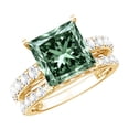thumbnail image 1 of Rosec Jewels IGI Certified Lab Grown Green Diamond 4 Carat Engagement Ring with Band (VS1 Quality) - Princess Cut Wedding Ring Set, 14K Yellow Gold, US 5.50, 1 of 9
