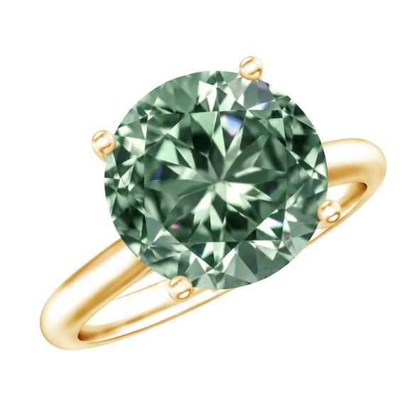 Rosec Jewels IGI Certified Lab Grown Green Diamond Engagement Ring 5 Carat - VS1 Quality - Big Green Diamond Ring for Women, 14K Yellow Gold, US 12.50