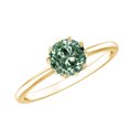 thumbnail image 1 of Rosec Jewels IGI Certified Lab Grown Green Diamond Engagement Ring in Lotus Basket Set (1 Carat, Vivid Green Color VS1 Clarity), 18K Yellow Gold, US 8.50, 1 of 9