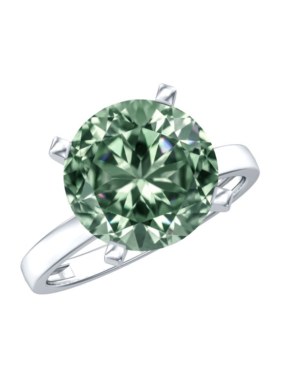IGI Certified Lab Grown Green Diamond Solitaire Engagement Ring 5 Carat - VS1 Quality - Big Green Diamond Ring, 18K White Gold, US 10.00