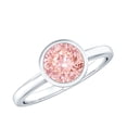thumbnail image 1 of Rosec Jewels IGI Certified Lab Grown Pink Diamond Engagement Ring 1 Ct - Bezel Set Pink Diamond Ring - Fancy Pink Color and VS1 Clarity, 925 Sterling Silver, US 4.00, 1 of 8