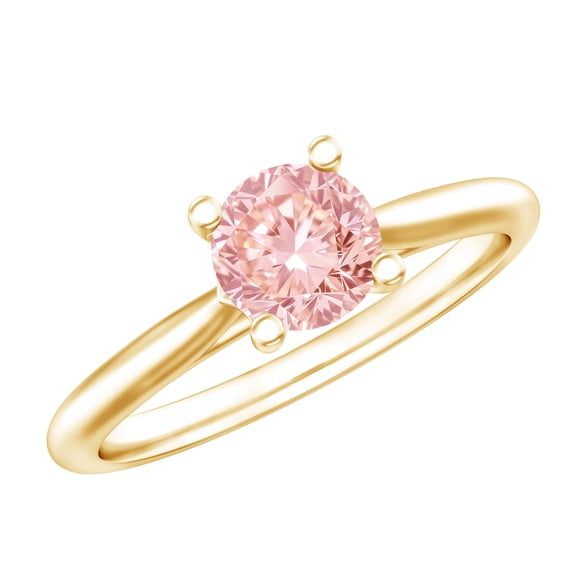 Rosec Jewels IGI Certified Lab Grown Pink Diamond Engagement Ring 1 Ct - Fancy Pink Color VS1 Clarity, 14K Yellow Gold, US 11.50