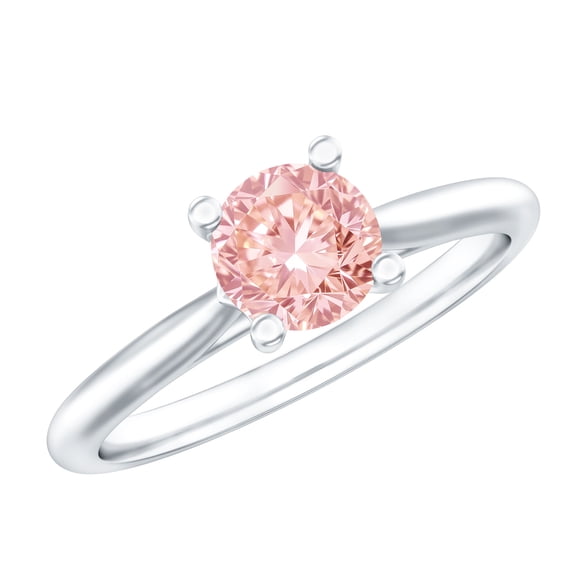 Rosec Jewels IGI Certified Lab Grown Pink Diamond Engagement Ring 1 Ct - Fancy Pink Color VS1 Clarity, 925 Sterling Silver, US 4.00