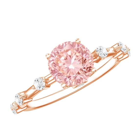 Rosec Jewels IGI Certified Lab Grown Pink Diamond Engagement Ring 1 Ct - VS1 Grade - Pink and White Diamond Ring, 10K Rose Gold, US 10.00