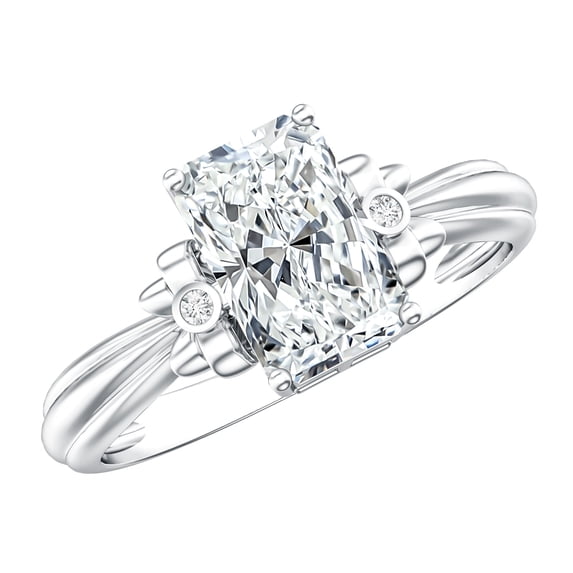 Rosec Jewels IGI Certified Radiant Cut Lab Grown Diamond 2 Ct Engagement Ring with Bow (E-VS1 Grade), 925 Sterling Silver, US 4.00