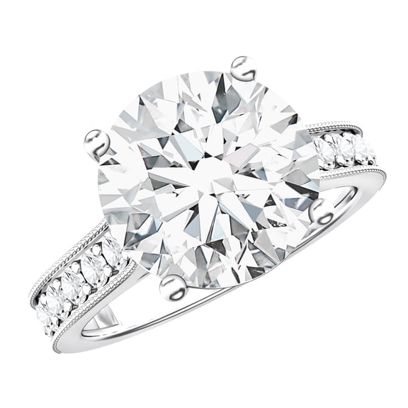 Rosec Jewels IGI Certified Round Lab Grown Diamond 5 Carat Engagement Ring - E-VS1 Quality, 925 Sterling Silver, US 4.00
