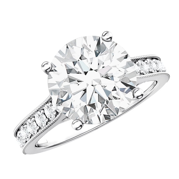 Rosec Jewels IGI Certified Solitaire Lab Grown Diamond 4 Carat Engagement Ring - E-VS1 Quality, 925 Sterling Silver, US 4.00