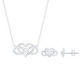 thumbnail image 1 of Rosec Jewels Natural Diamond Infinity Heart Necklace and Earring Set for Women (HI-SI Quality) - Ready to Gift with Jewelry Box, 14K White Gold, 1 of 8