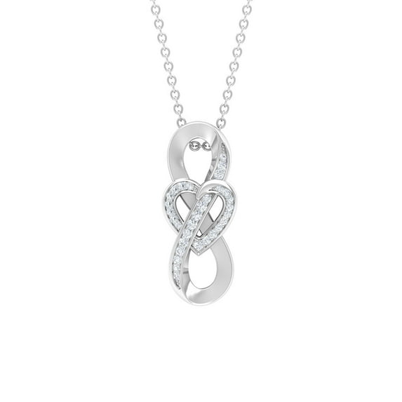 Rosec Jewels Natural Diamond Infinity Pendant Necklace - Heart and Infinity Necklace - HI-SI Grade - Ready to Gift for Valentines, 18K White Gold