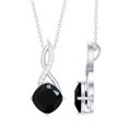thumbnail image 1 of Rosec Jewels Natural Black Spinel Infinity Pendant Necklace with Diamond (8 mm Cushion Cut Spinel, AAA Quality) - Ready to Gift, 14K White Gold, 1 of 8