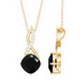 thumbnail image 1 of Rosec Jewels Natural Black Spinel Infinity Pendant Necklace with Diamond (8 mm Cushion Cut Spinel, AAA Quality) - Ready to Gift, 18K Yellow Gold, 1 of 8