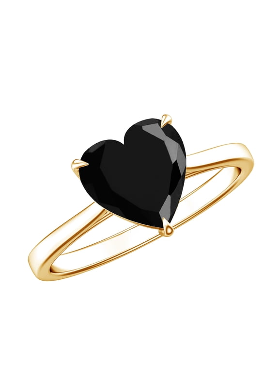 Certified 2.4 Carat Lab Grown Black Diamond Heart Engagement Ring in Silver (AAAA Grade) - Ready to Gift, US 5.00