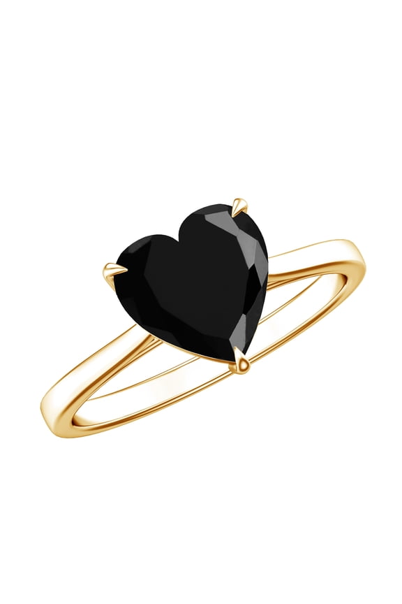 2.4 Ct Solitaire Lab Grown Black Diamond Heart Ring 925 Silver Hypoallergenic (8 mm, AAAA Grade) - Ready to Gift, US 7.00