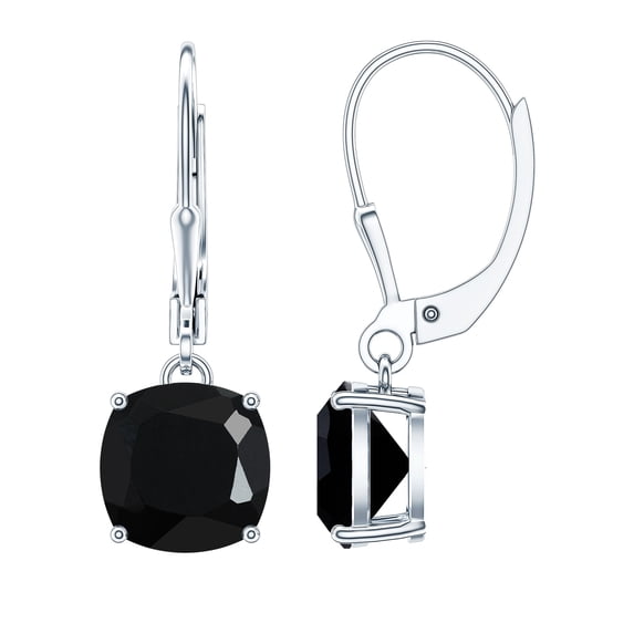 Rosec Jewels Lab Created Black Diamond Solitaire Drop Earrings for Women - AAAA Quality, 14K White Gold