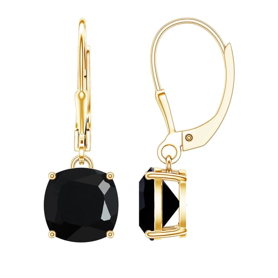 Rosec Jewels Lab Created Black Diamond Solitaire Drop Earrings for Women - AAAA Quality, 14K Yellow Gold