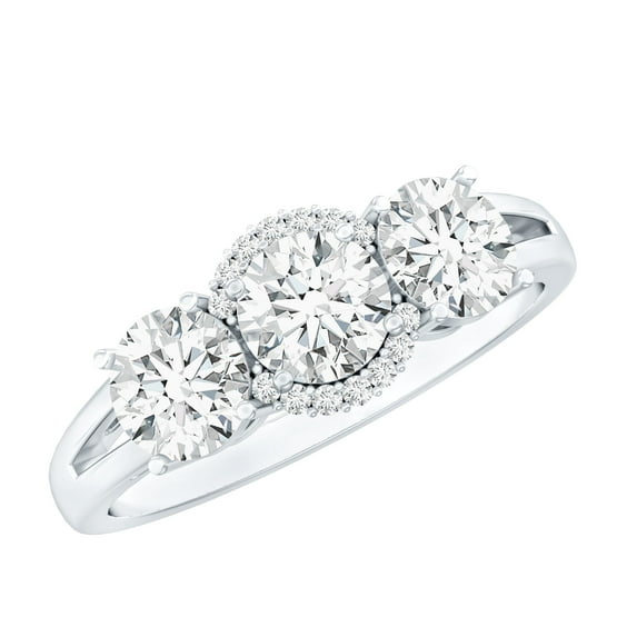 Rosec Jewels Lab Created Diamond 3 Stone Anniversary Ring (EF-VS Quality) - Ready to Gift, 925 Sterling Silver, US 4.00