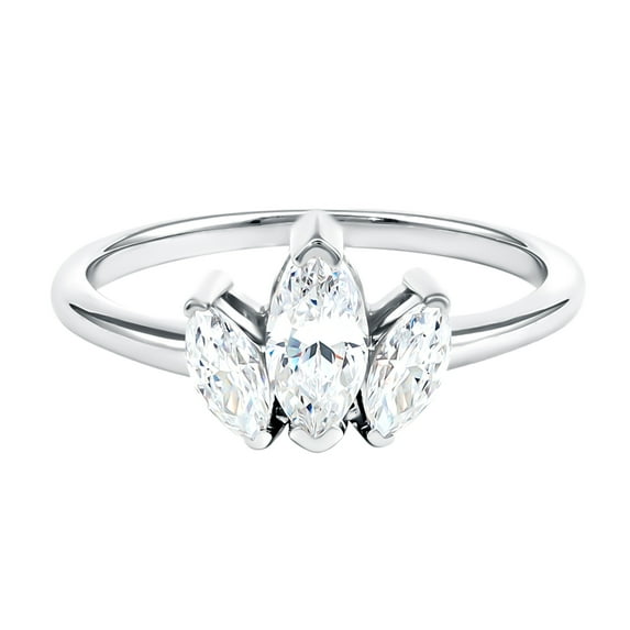 Rosec Jewels Lab Grown Diamond 3 Stone Ring for Women (EF-VS Quality) - Promise Engagement Ring - with Jewelry Box, 10K White Gold, US 12.50