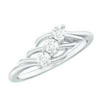 Rosec Jewels Lab Created Diamond 3 Stone Ring - Promise Ring - EF-VS Quality - Ready to Gift, 925 Sterling Silver, US 4.00