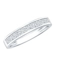 thumbnail image 1 of Rosec Jewels Lab Created Diamond 7 Stone Anniversary Ring Unisex - EF-VS Quality Princess Cut Diamond Channel Set Eternity Band, 18K White Gold, US 4.50, 1 of 9