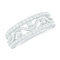 Rosec Jewels Lab Created Diamond Anniversary Band (EF-VS Quality Certified) - Ready to Gift with Jewelry Box, 925 Sterling Silver, US 4.00