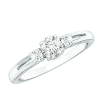 Rosec Jewels Lab Created Diamond Anniversary Ring - 3 Stone Promise Ring - Ef-Vs Quality - Ready to Gift, 925 Sterling Silver, US 4.00