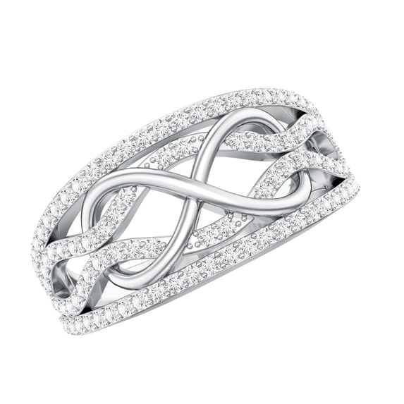Rosec Jewels Lab Created Diamond Anniversary Ring - Designer Infinity Ring - EF-VS Quality, 14K White Gold, US 4.50