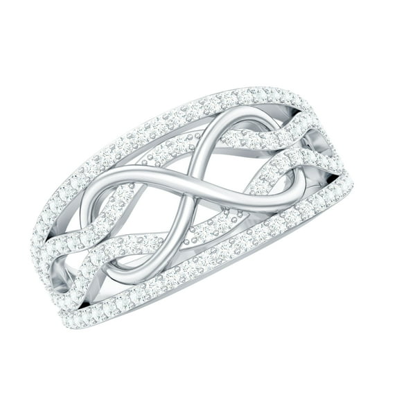 Rosec Jewels Lab Created Diamond Anniversary Ring - Designer Infinity Ring - EF-VS Quality, 925 Sterling Silver, US 4.00