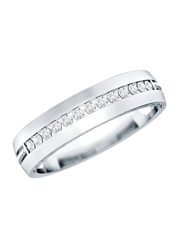 Lab Created Diamond Band Ring for Men (EF-VS Quality) - Channel Set Wedding Wide Band, 925 Sterling Silver, US 7.00