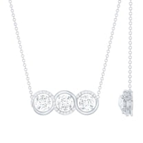 Rosec Jewels Lab Created Diamond Bar Necklace for Women - 3 Stone Necklace - EF-VS Quality - Ready to Gift, 925 Sterling Silver