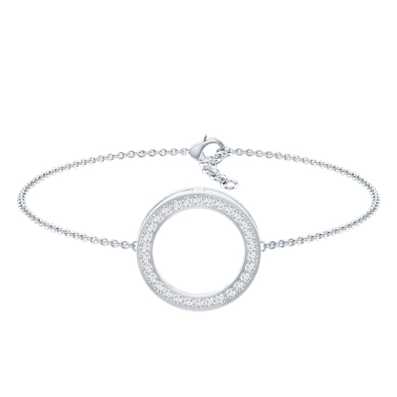 Rosec Jewels Lab Created Diamond Bracelet - Open Circle Chain Bracelet - Ef-VS Quality - Valentines Day Gift, 925 Sterling Silver, 7.0 inches