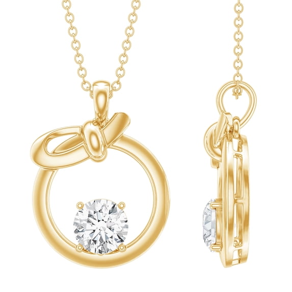 Rosec Jewels Lab Created Diamond Circle Necklace (1 Ct, 6 MM, EF-VS Grade, with Chain) - Ready to Gift, 14K Yellow Gold
