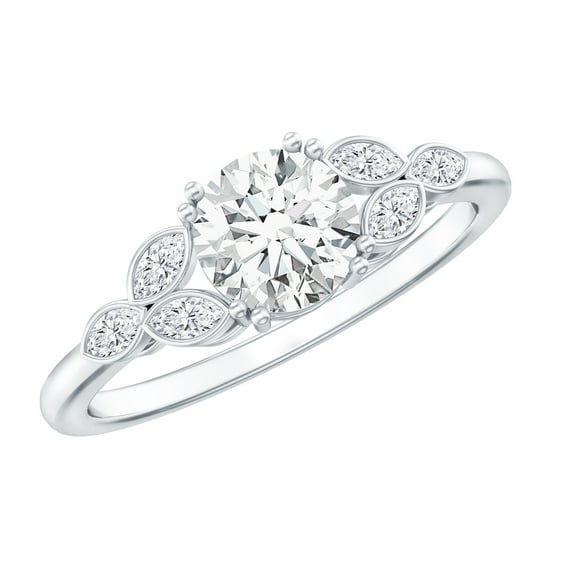 Rosec Jewels Lab Created Diamond Cluster Engagement Ring for Women (Ef-Vs Quality Certified) - with Jewelry Box, 925 Sterling Silver, US 3.50