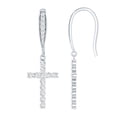 thumbnail image 1 of Rosec Jewels Lab Created Diamond Cross Earrings - Faith Cross Dangle Earrings - Ready to Gift for Christmas, 10K White Gold, 1 of 6