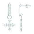 thumbnail image 1 of Rosec Jewels Lab Created Diamond Cross Earrings with Screw Back - Cross Drop Earrings - EF-VS Grade, 925 Sterling Silver, 1 of 9