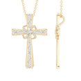 thumbnail image 1 of Rosec Jewels Lab Created Diamond Cross Necklace with Flower (Ef-Vs Quality), Chain included - Ready to Gift for Christmas, 14K Yellow Gold, 1 of 8