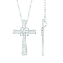 Rosec Jewels Lab Created Diamond Cross Necklace with Flower (Ef-Vs Quality), Chain included - Ready to Gift for Christmas, 925 Sterling Silver