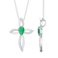 thumbnail image 1 of Rosec Jewels Lab Created Diamond Cross Necklace with Emerald (Chain Included) - Cross Infinity Necklace - Ready to Gift for Christmas, 925 Sterling Silver, 1 of 8