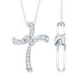 thumbnail image 1 of Rosec Jewels Lab Created Diamond Cross Necklace for Women (Ef-Vs Quality) - Ribbon Cross Pendant - Ready to Gift for Christmas, 14K White Gold, 1 of 8