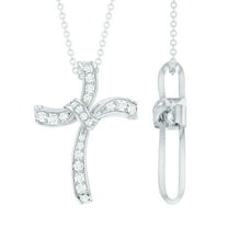 Rosec Jewels Lab Created Diamond Cross Necklace for Women (Ef-Vs Quality) - Ribbon Cross Pendant - Ready to Gift for Christmas, 925 Sterling Silver