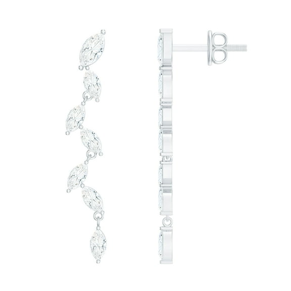 Rosec Jewels Lab Created Diamond Dangle Earrings - EF-VS Quality - Ready to Gift for Valentines Day, 14K White Gold
