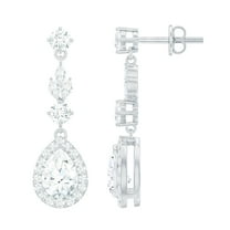 Rosec Jewels Lab Created Diamond Dangle Earrings with Screw Back (EF-VS Quality) - Bridal Drop Earrings for Wedding, 925 Sterling Silver