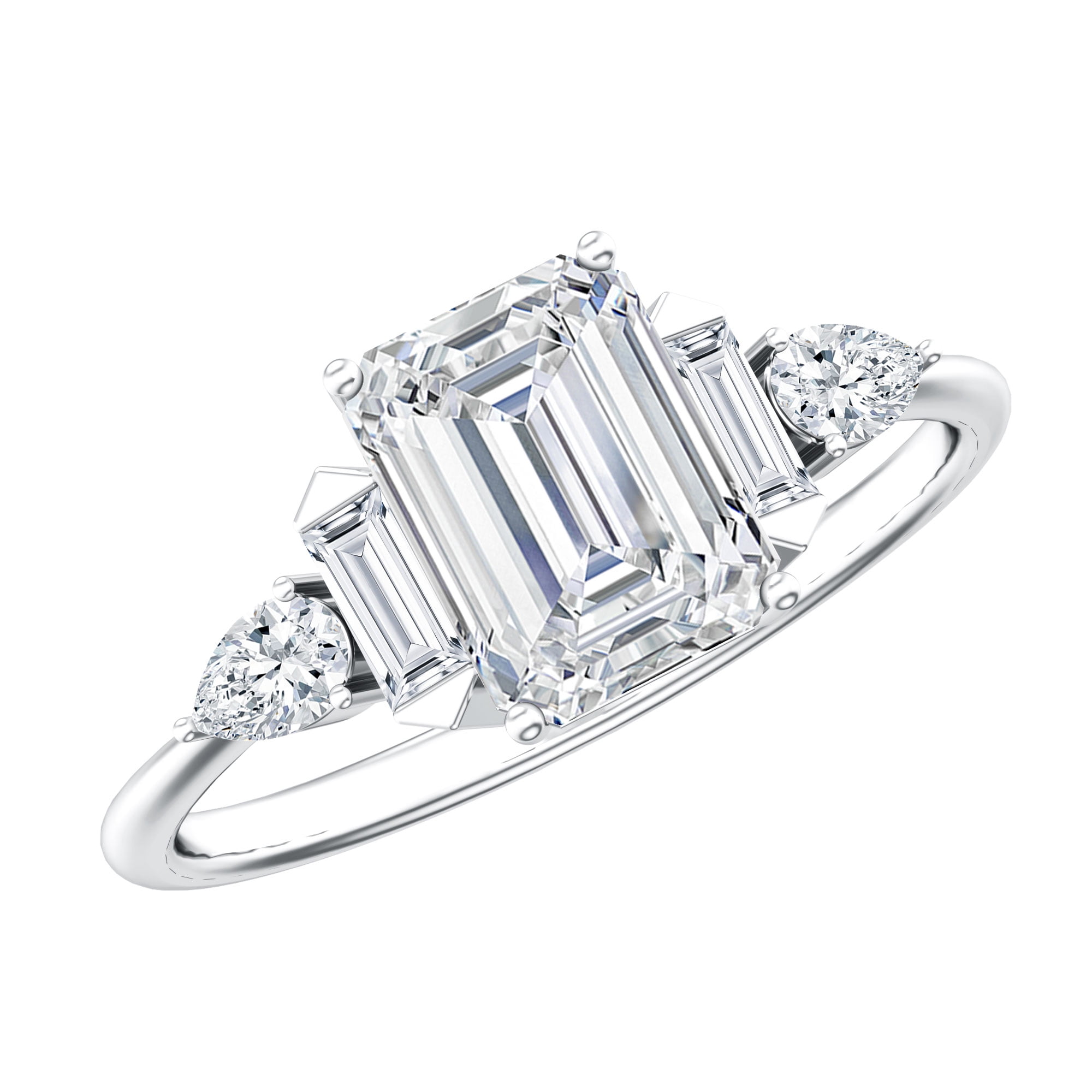 Rosec Jewels Lab Created Diamond Emerald Cut Engagement Ring (2 Carat ...